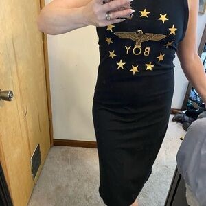 Boy London Gold Foil Logo Midi Dress